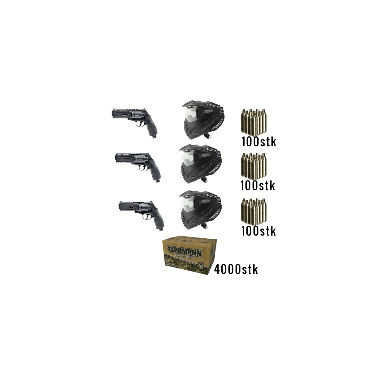 NXG PS-100 Paintball Markierer Cal.50 , 11Joule - 3er Set