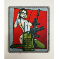 Tactical Sexy Girl with Gun Patch Red